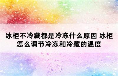 冰柜不冷藏都是冷冻什么原因 冰柜怎么调节冷冻和冷藏的温度